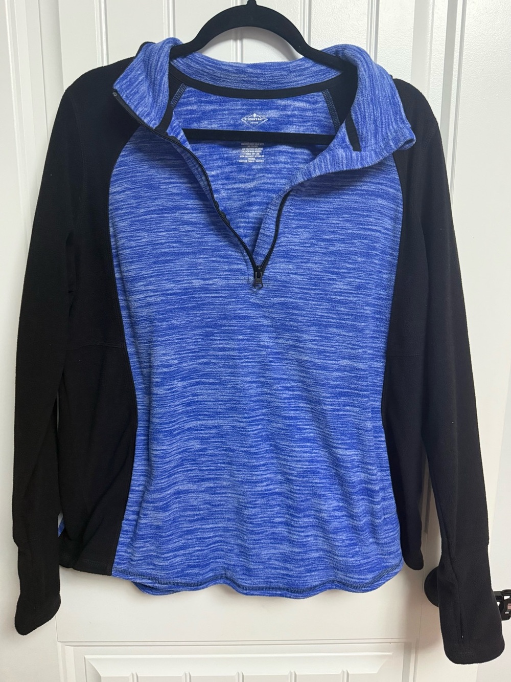 St. John's Bay Blue Heathered and Black Quarter-Zip Pullover